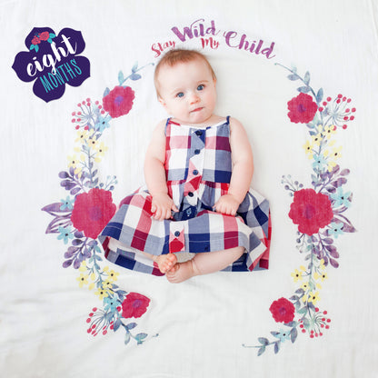 Lulujo - Single Cotton Swaddle & Cards Gift Set- Stay Wild My Child