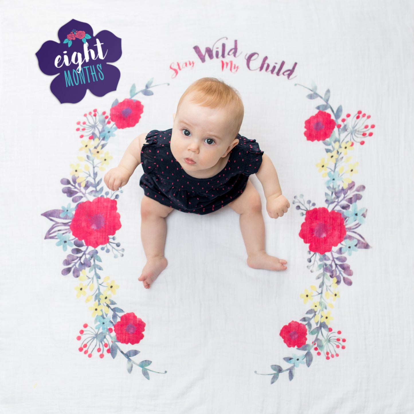 Lulujo - Single Cotton Swaddle & Cards Gift Set- Stay Wild My Child