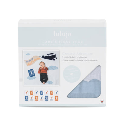 Lulujo - Single Cotton Swaddle & Cards Gift Set- Greatest Adventure
