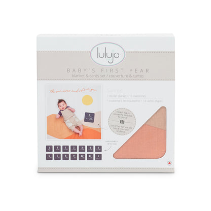Lulujo - Single Cotton Swaddle & Cards Gift Set- Sun Rise