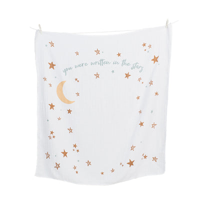 Lulujo - Single Cotton Swaddle & Cards Gift Set- Written In The Stars