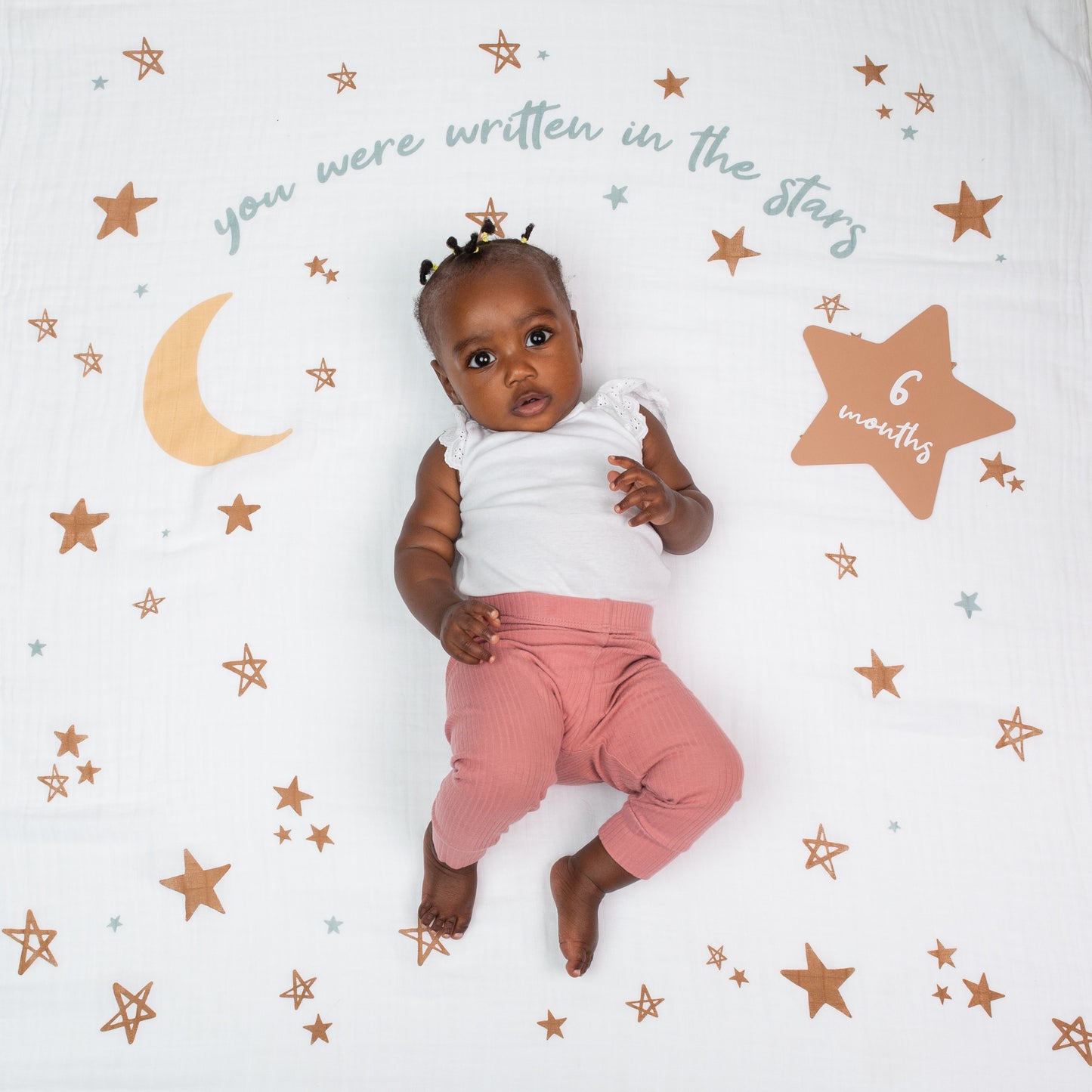 Lulujo - Single Cotton Swaddle & Cards Gift Set- Written In The Stars