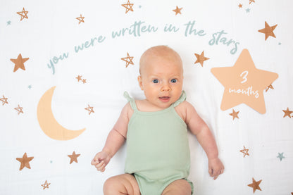 Lulujo - Single Cotton Swaddle & Cards Gift Set- Written In The Stars
