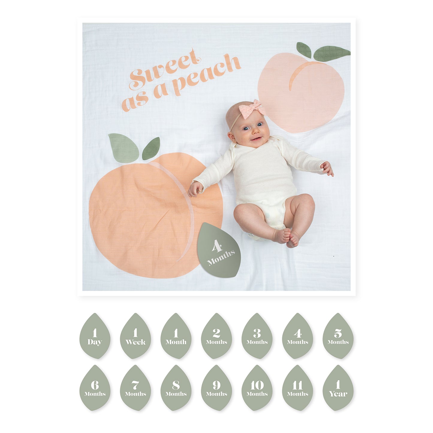 Lulujo - Single Cotton Swaddle & Cards Gift Set- Sweat As A Peach