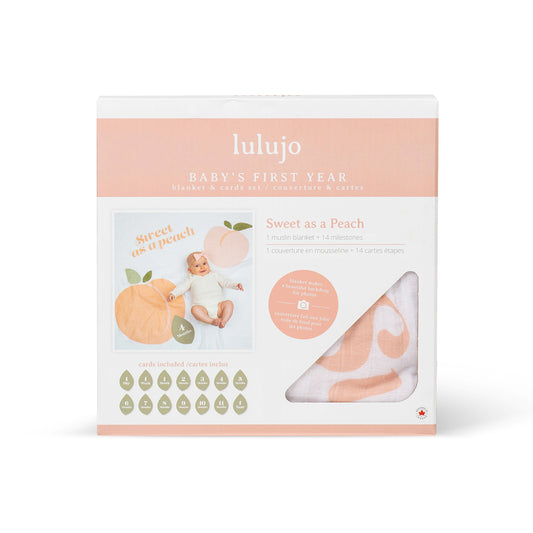 Lulujo - Single Cotton Swaddle & Cards Gift Set- Sweat As A Peach