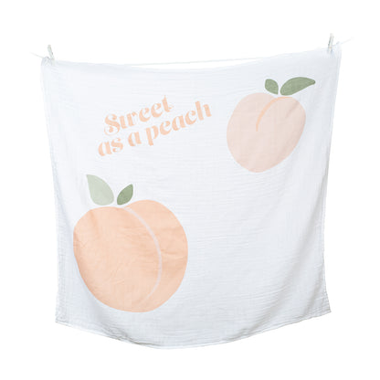 Lulujo - Single Cotton Swaddle & Cards Gift Set- Sweat As A Peach