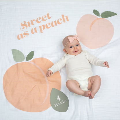 Lulujo - Single Cotton Swaddle & Cards Gift Set- Sweat As A Peach