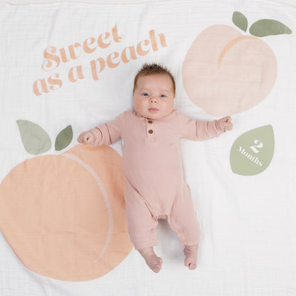 Lulujo - Single Cotton Swaddle & Cards Gift Set- Sweat As A Peach