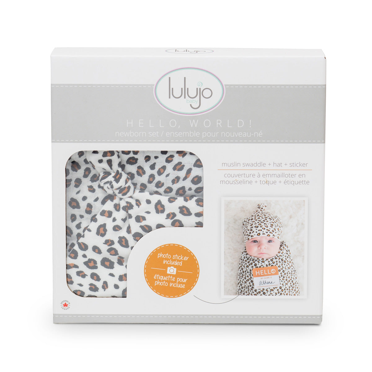 Lulujo - Bamboo Hat and Swaddle Blanket Gift Set - Leopard