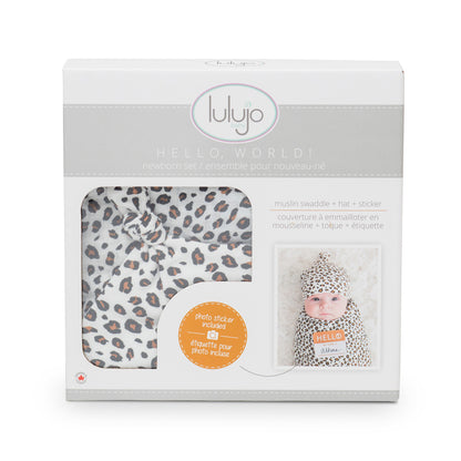 Lulujo - Bamboo Hat and Swaddle Blanket Gift Set - Leopard