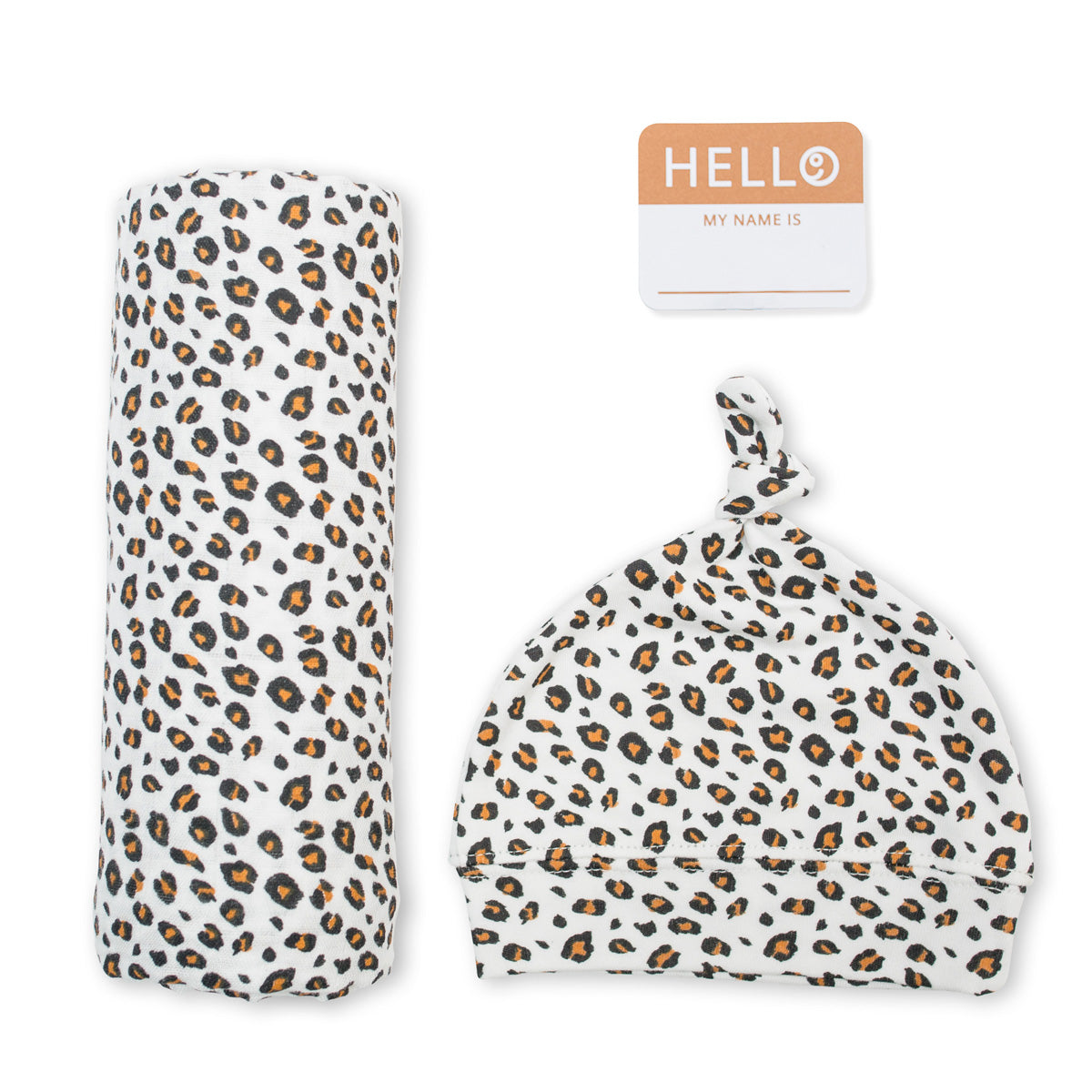 Lulujo - Bamboo Hat and Swaddle Blanket Gift Set - Leopard