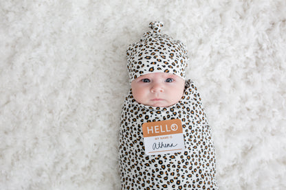 Lulujo - Bamboo Hat and Swaddle Blanket Gift Set - Leopard