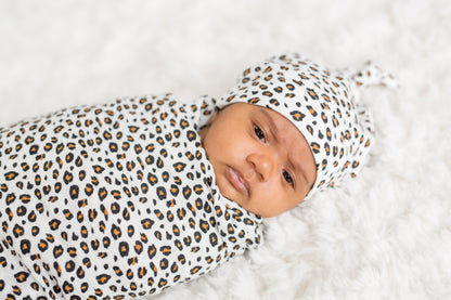 Lulujo - Bamboo Hat and Swaddle Blanket Gift Set - Leopard