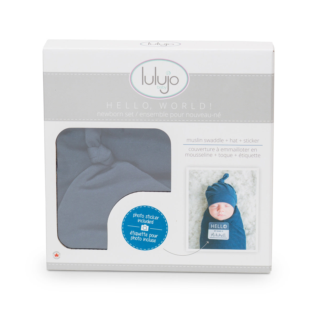 Lulujo - Bamboo Hat and Swaddle Blanket Gift Set - Navy
