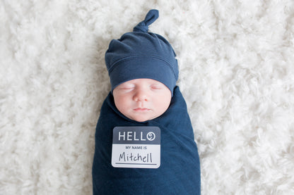 Lulujo - Bamboo Hat and Swaddle Blanket Gift Set - Navy