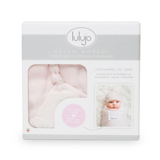 Lulujo - Bamboo Hat and Swaddle Blanket Gift Set - Pink
