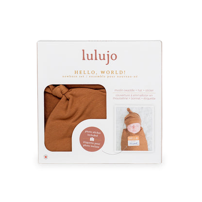 Lulujo - Bamboo Hat and Swaddle Blanket Gift Set - Tan