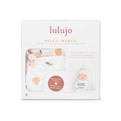Lulujo - Bamboo Hat and Swaddle Blanket Gift Set - Peaches