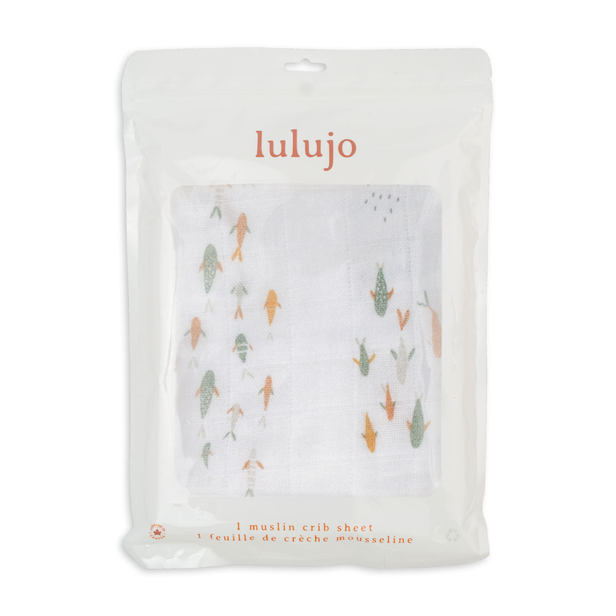 Lulujo - Cotton Fitted Cot  Sheet - Fish (135cm x 70cm)