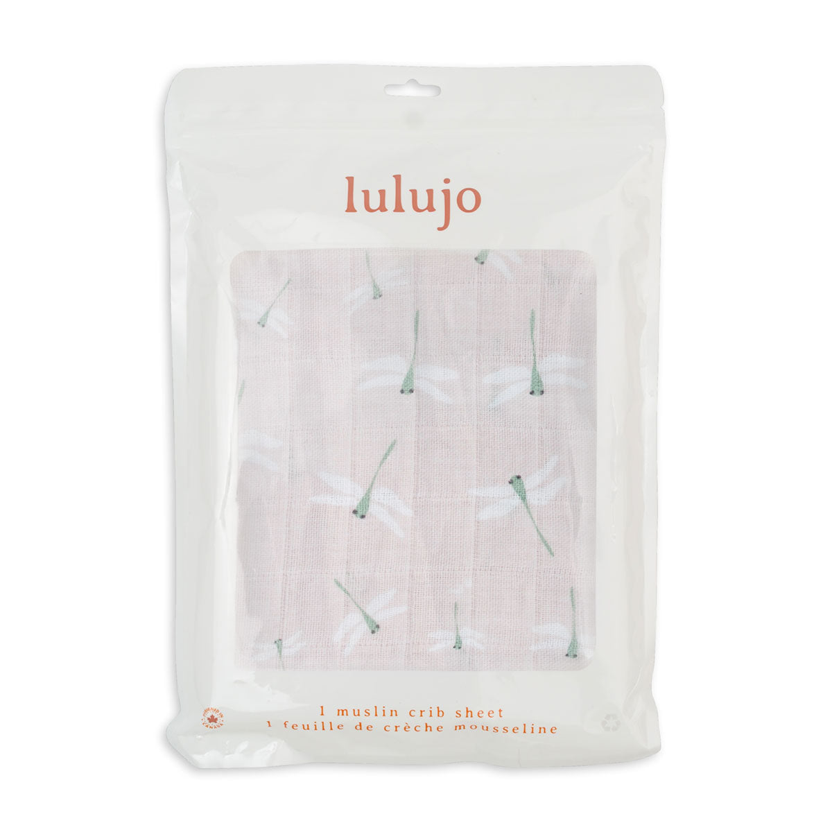 Lulujo - Cotton Fitted Cot  Sheet - Dragonflies (135cm x 70cm)
