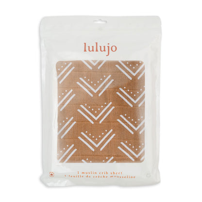 Lulujo - Cotton Fitted Cot  Sheet - Mudcloth (135cm x 70cm)