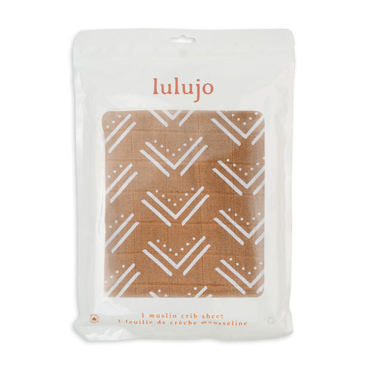 Lulujo - Cotton Fitted Cot  Sheet - Mudcloth (135cm x 70cm)