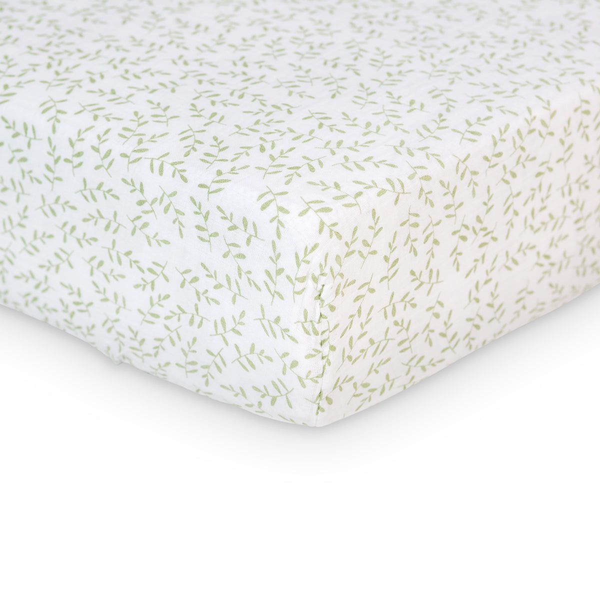 Lulujo - Cotton Fitted Cot  Sheet - Greenery (135cm x 70cm)