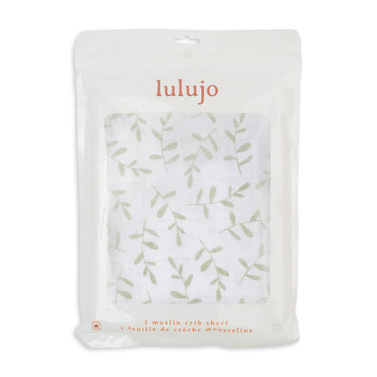 Lulujo - Cotton Fitted Cot  Sheet - Greenery (135cm x 70cm)