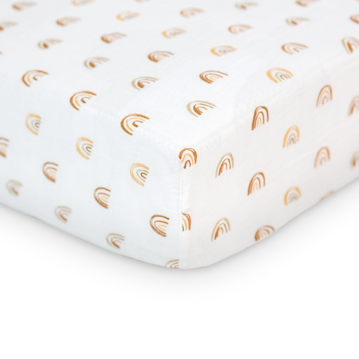Lulujo - Cotton Fitted Cot  Sheet - Rainbows (135cm x 70cm)