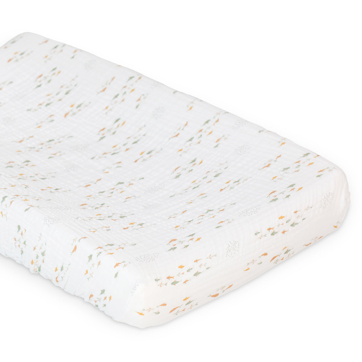 Lulujo - Cotton Fitted Crib Sheet - Fish  (81cm x 43cm)