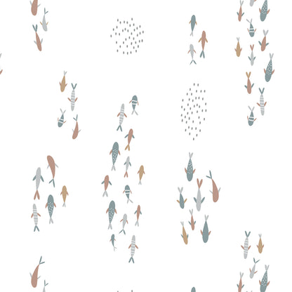 Lulujo - Cotton Fitted Crib Sheet - Fish  (81cm x 43cm)