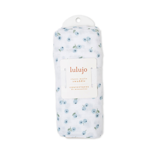 Lulujo - Muslin Swaddle - Blueberries (100cm x 100cm)