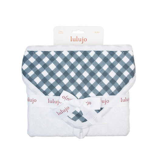 Lulujo - Hooded Towel - Navy Gingham