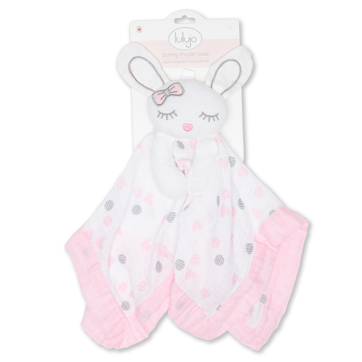 Lulujo - Cotton Muslin Lovie - Pink Bunny
