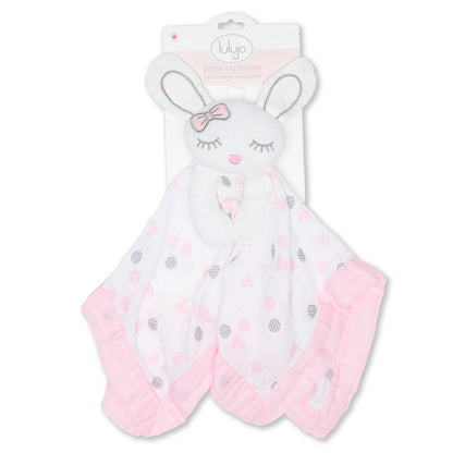 Lulujo - Cotton Muslin Lovie - Pink Bunny