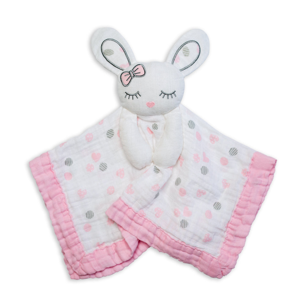 Lulujo - Cotton Muslin Lovie - Pink Bunny