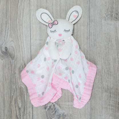 Lulujo - Cotton Muslin Lovie - Pink Bunny