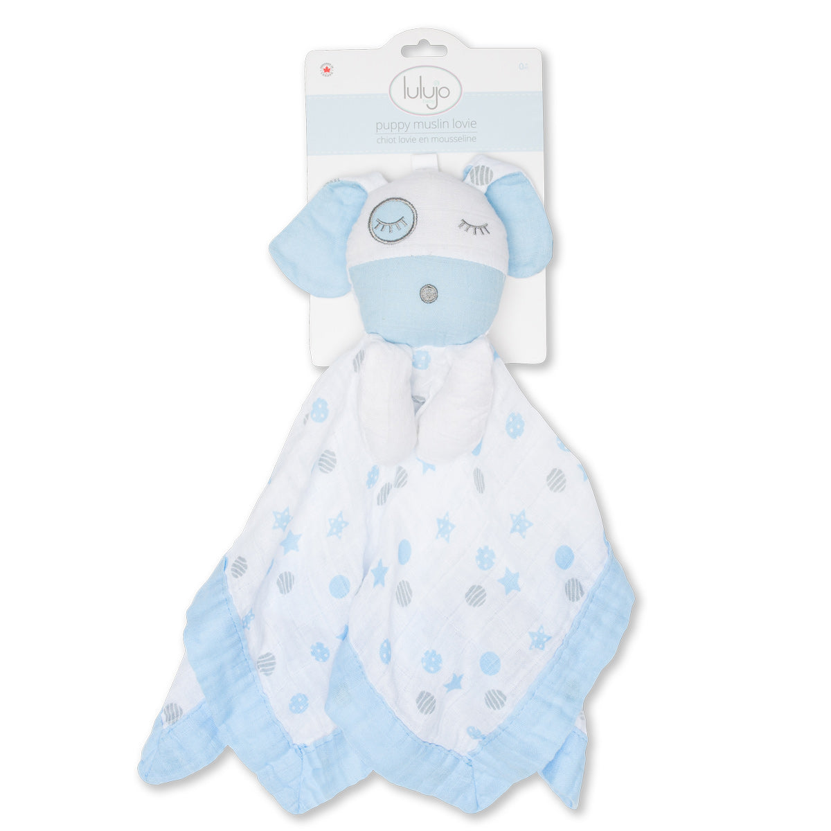 Lulujo - Cotton Muslin Lovie - Blue Puppy