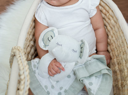 Lulujo - Cotton Muslin Lovie - Grey Elephant