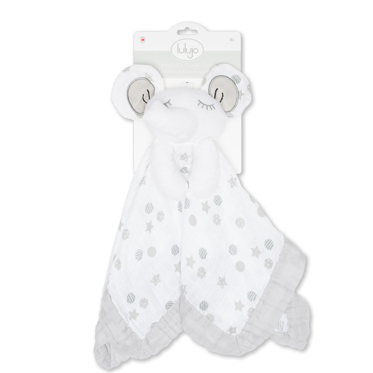 Lulujo - Cotton Muslin Lovie - Grey Elephant