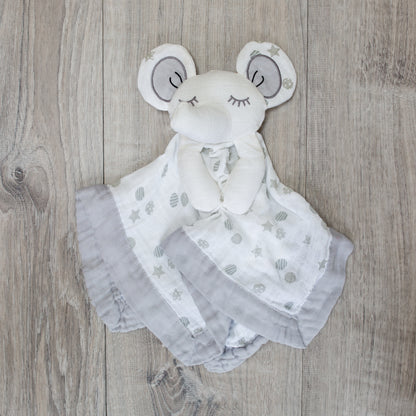 Lulujo - Cotton Muslin Lovie - Grey Elephant