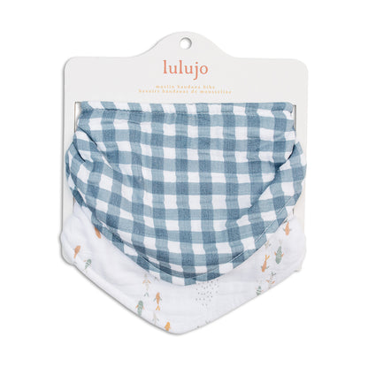 Lulujo - 2 pack Bandana Bib - Fish & Navy Gingham
