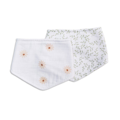Lulujo - 2 pack Bandana Bib - Daisy & Greenary