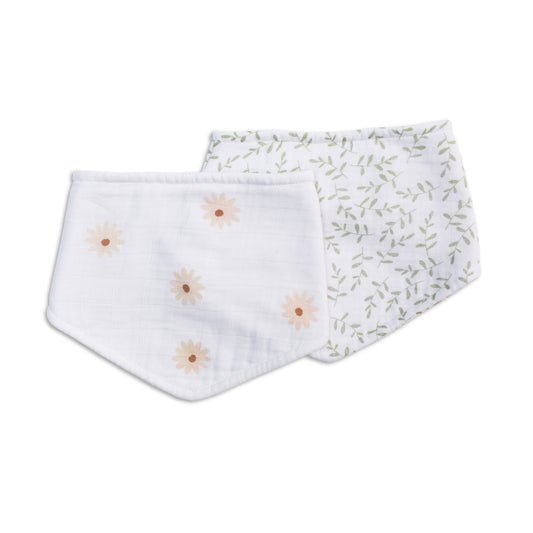 Lulujo - 2 pack Bandana Bib - Daisy & Greenary