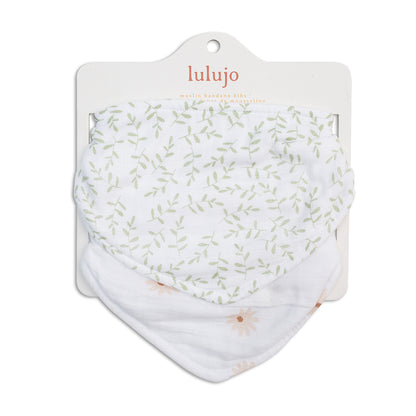 Lulujo - 2 pack Bandana Bib - Daisy & Greenary