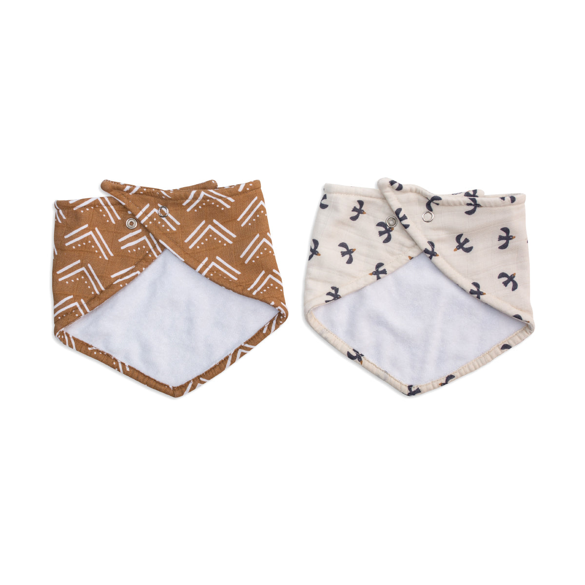 Lulujo - 2 pack Bandana Bib - Mudcloth & Black Bird