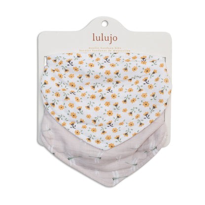 Lulujo - 2 pack Bandana Bib - Vintage Floral & Dragonflies