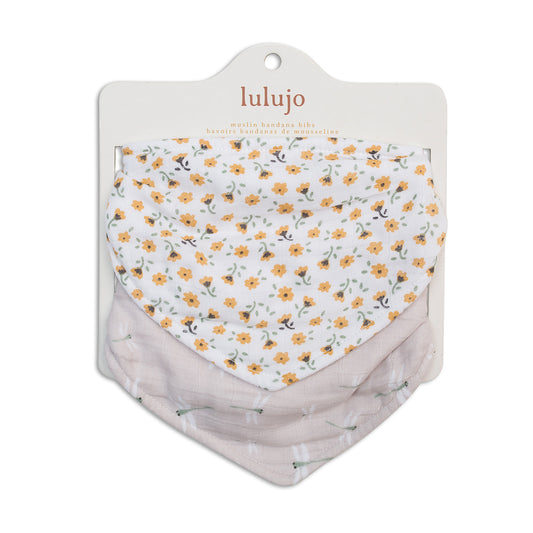 Lulujo - 2 pack Bandana Bib - Vintage Floral & Dragonflies