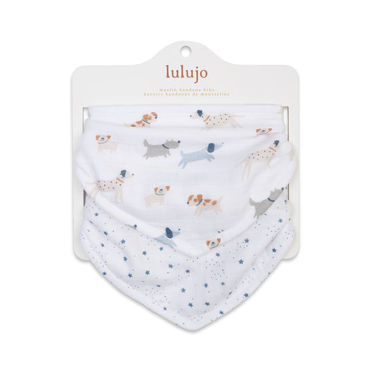 Lulujo - 2 pack Bandana Bib - Puppy Dog & Stars