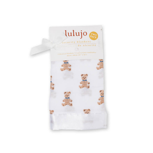 Lulujo - 2 Pack Muslin Security Comforter Blanket - Vintage Bear
